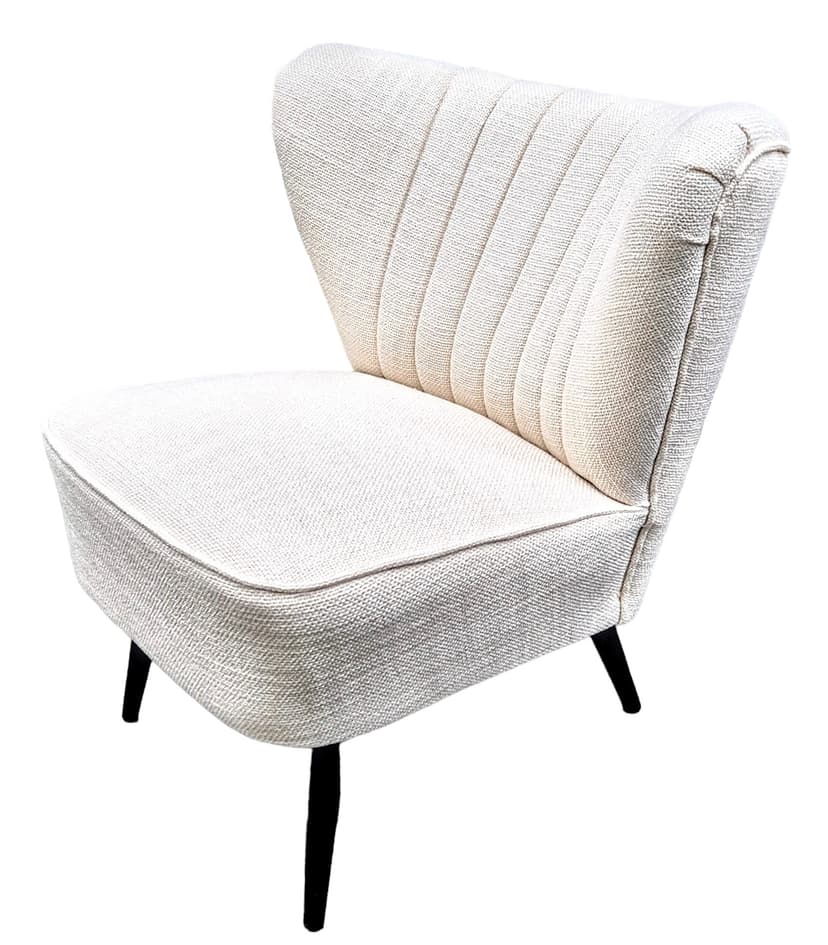 Fotel klubowy muszelka, ecru, boucle, lata 60.