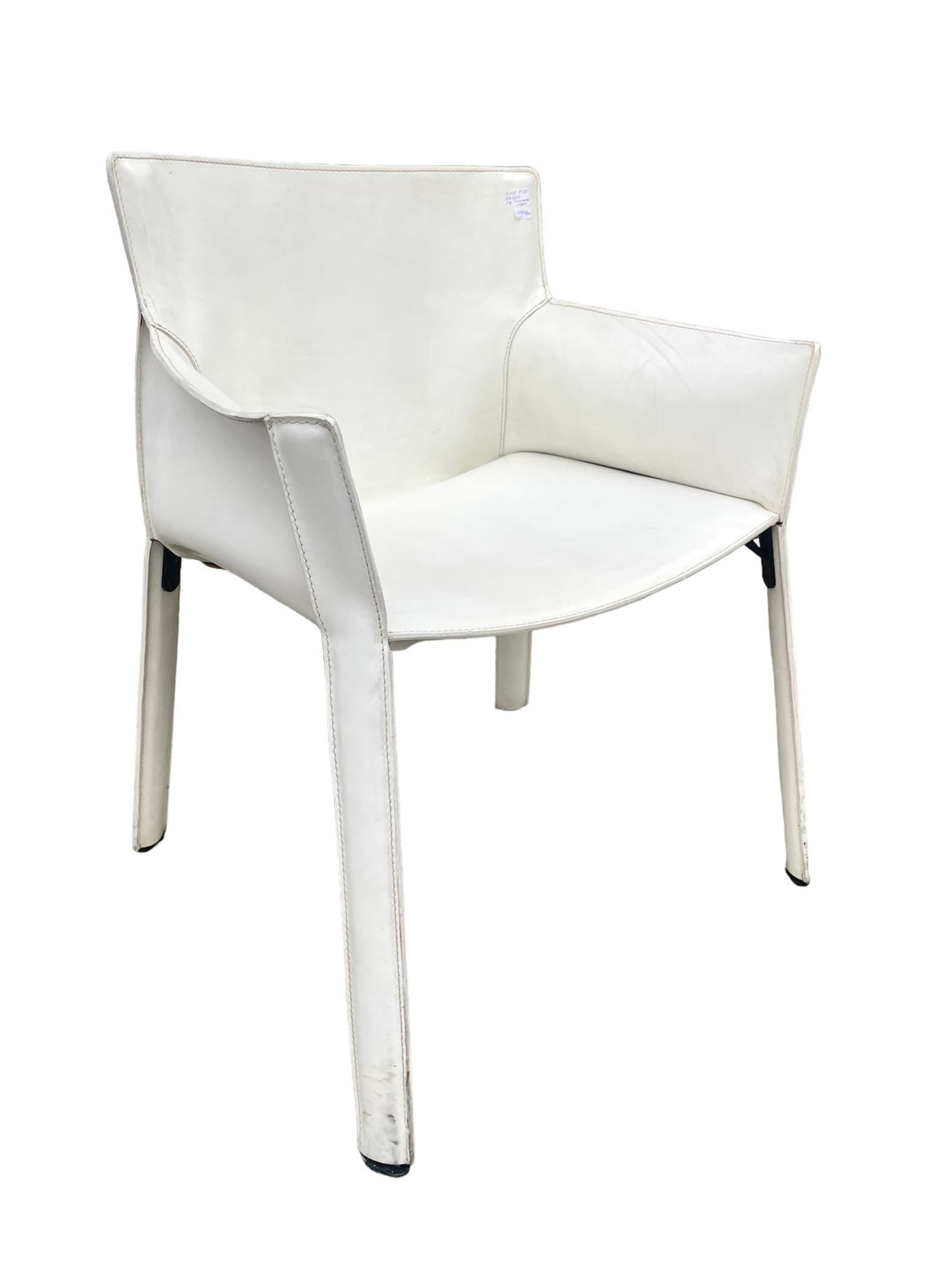 Armchair P90, white leather, by G. Vegni, FASEM, Italy, 1990s.