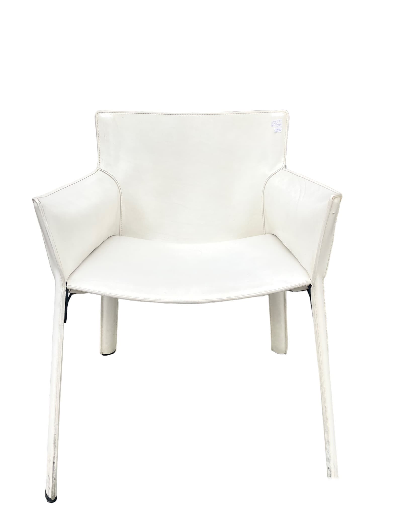 Armchair P90, white leather, by G. Vegni, FASEM, Italy, 1990s. - 45708