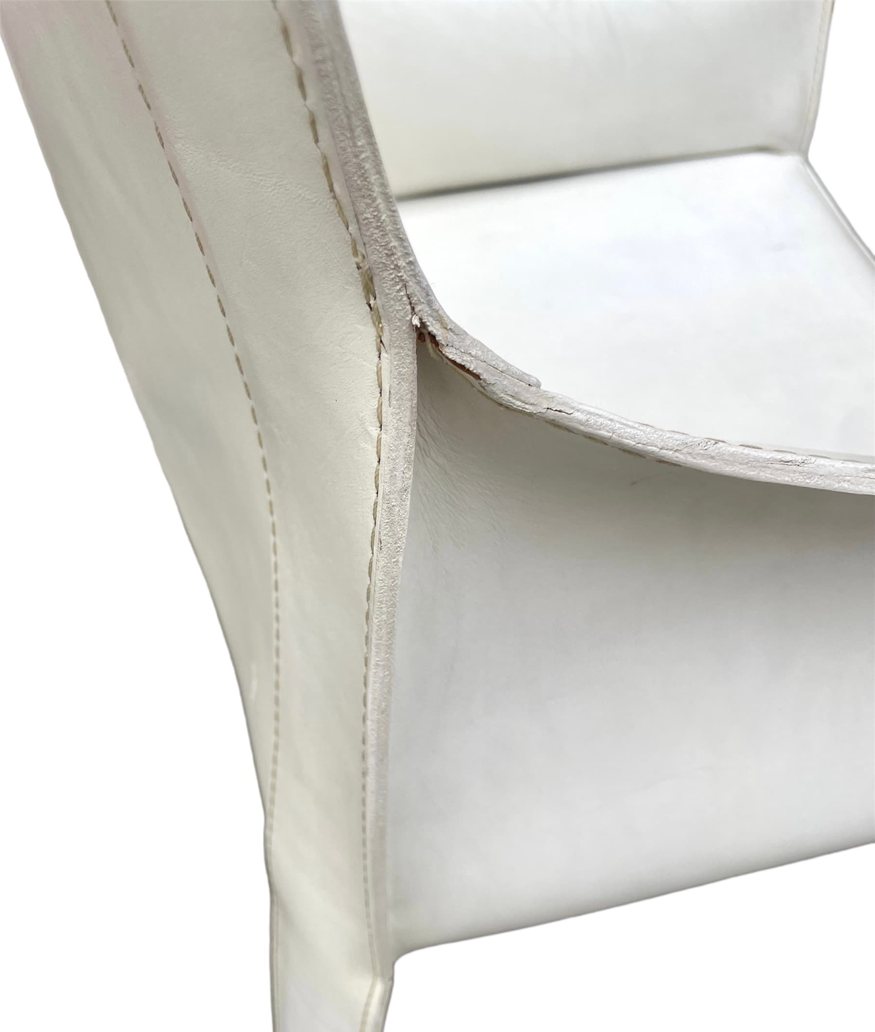 Armchair P90, white leather, by G. Vegni, FASEM, Italy, 1990s. - 45712