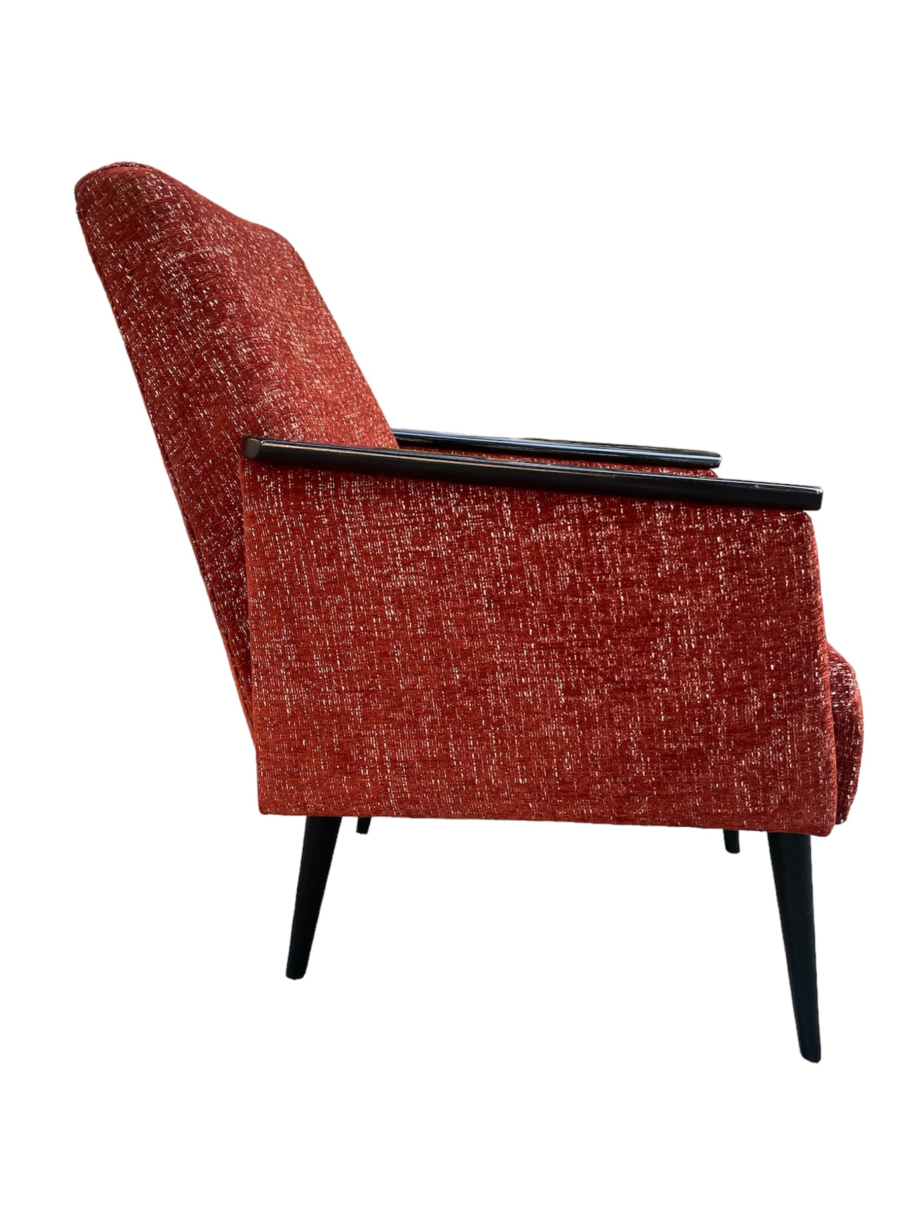 Club armchair Gera, maroon fabric, black wood, Germany, 1970s. - 45721