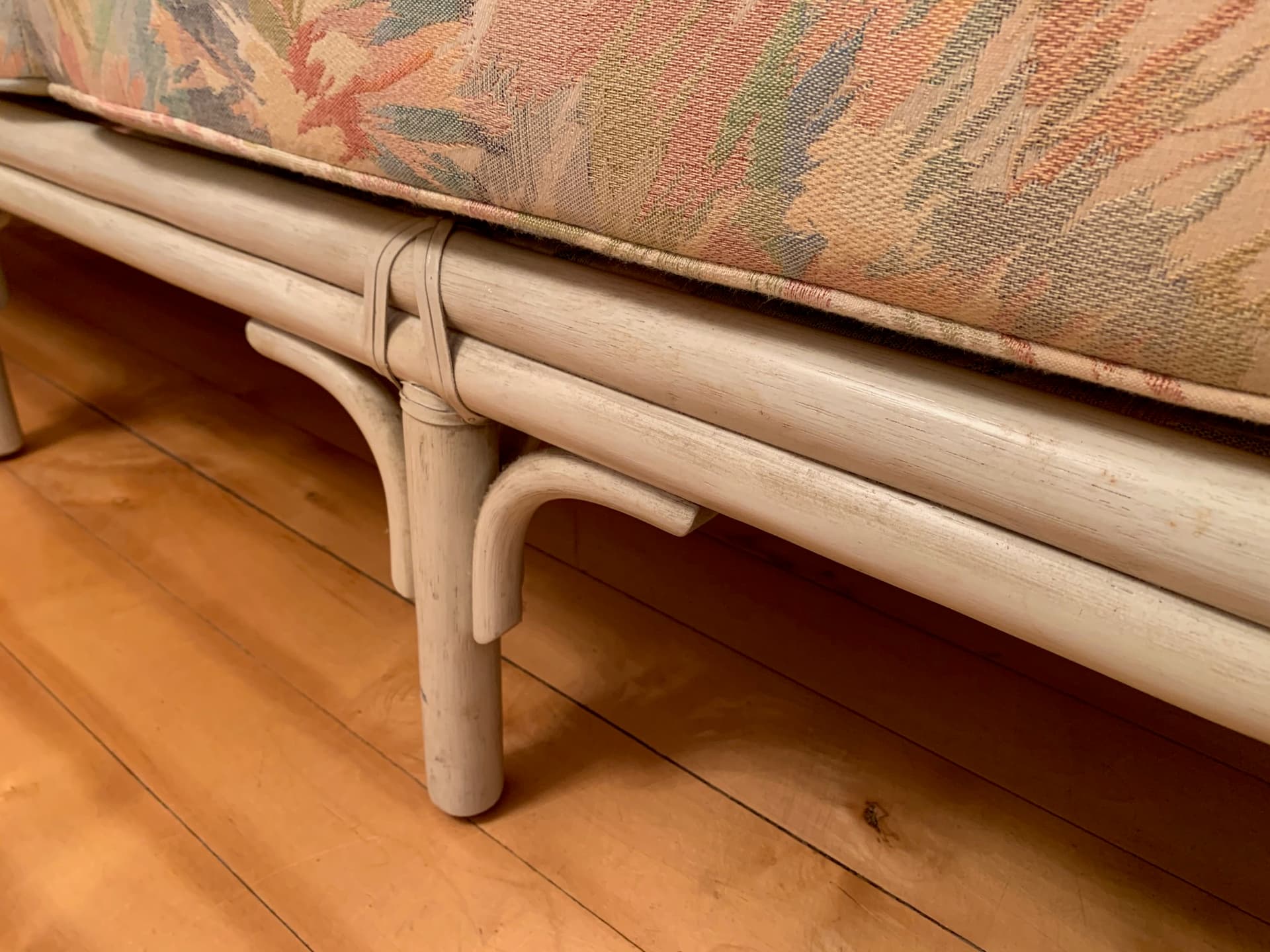 Sofa McGuire, beżowy rattan, skóra naturalna, tkanina, McGuire, USA, lata 70. - 45748