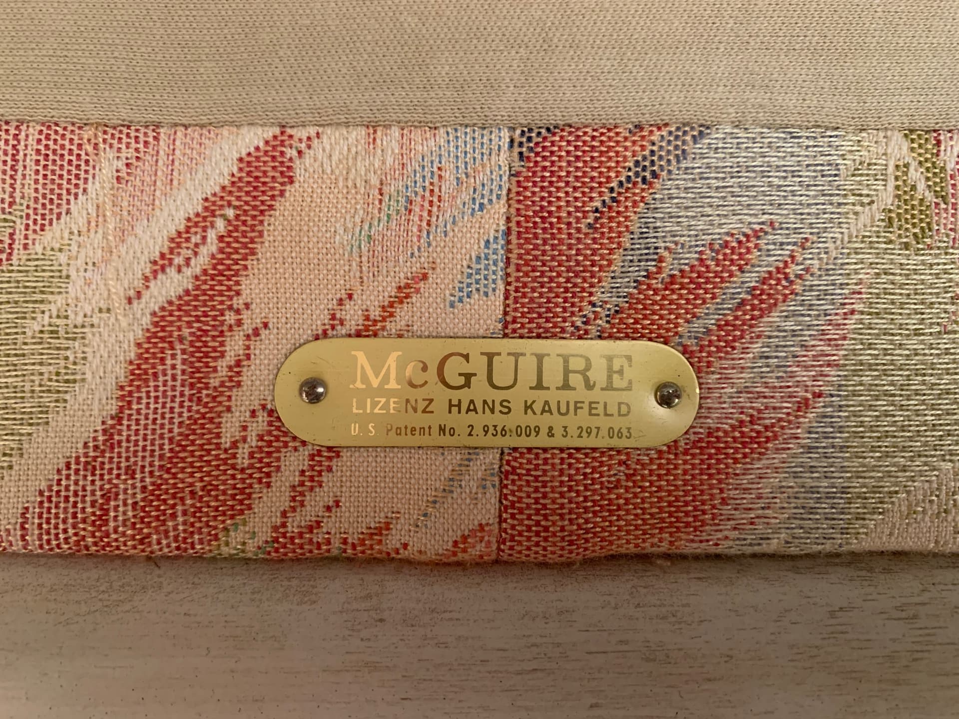 Sofa McGuire, beżowy rattan, skóra naturalna, tkanina, McGuire, USA, lata 70. - 45753