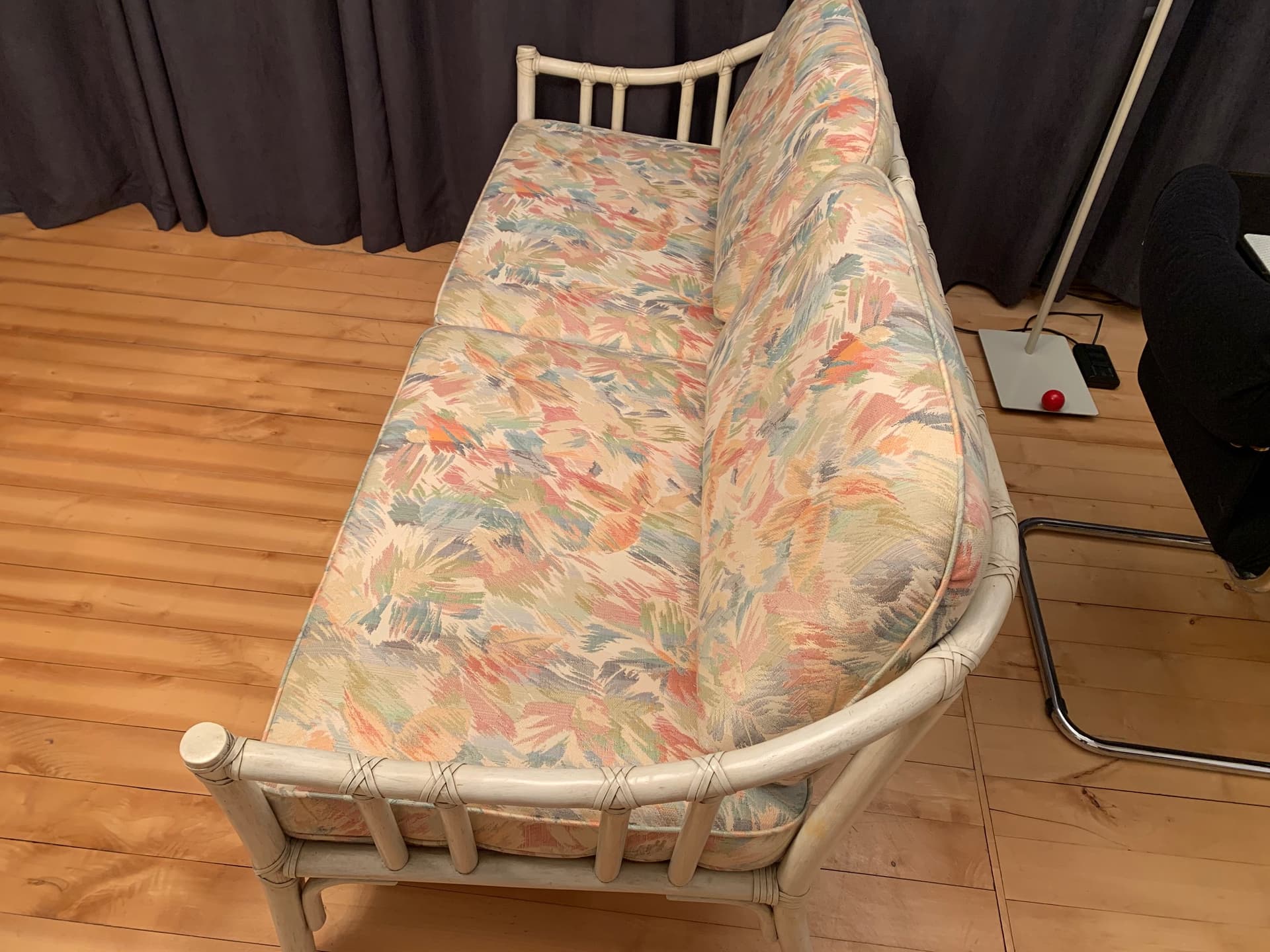 Sofa McGuire, beżowy rattan, skóra naturalna, tkanina, McGuire, USA, lata 70. - 45747