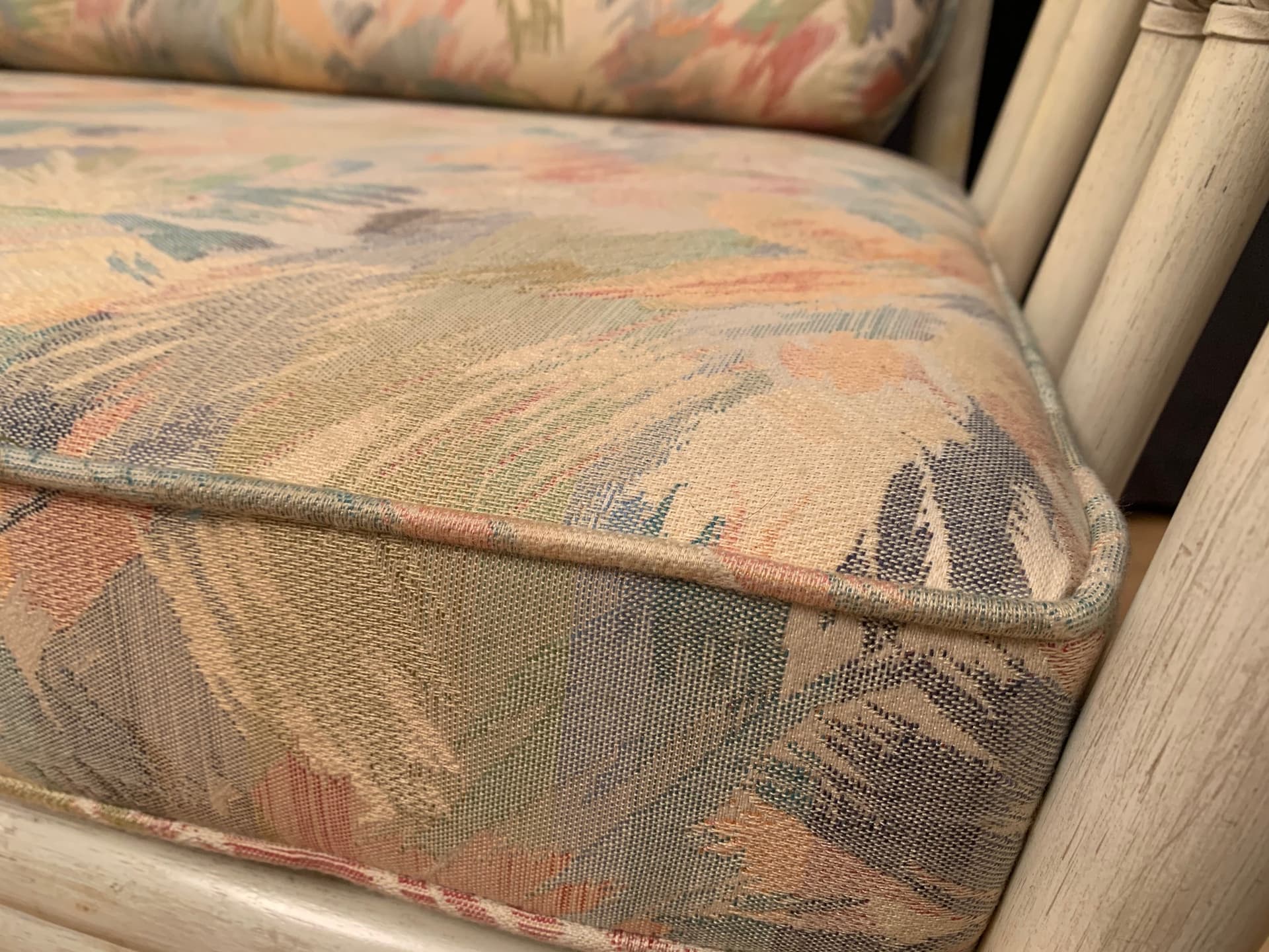 Sofa McGuire, beżowy rattan, skóra naturalna, tkanina, McGuire, USA, lata 70. - 45752