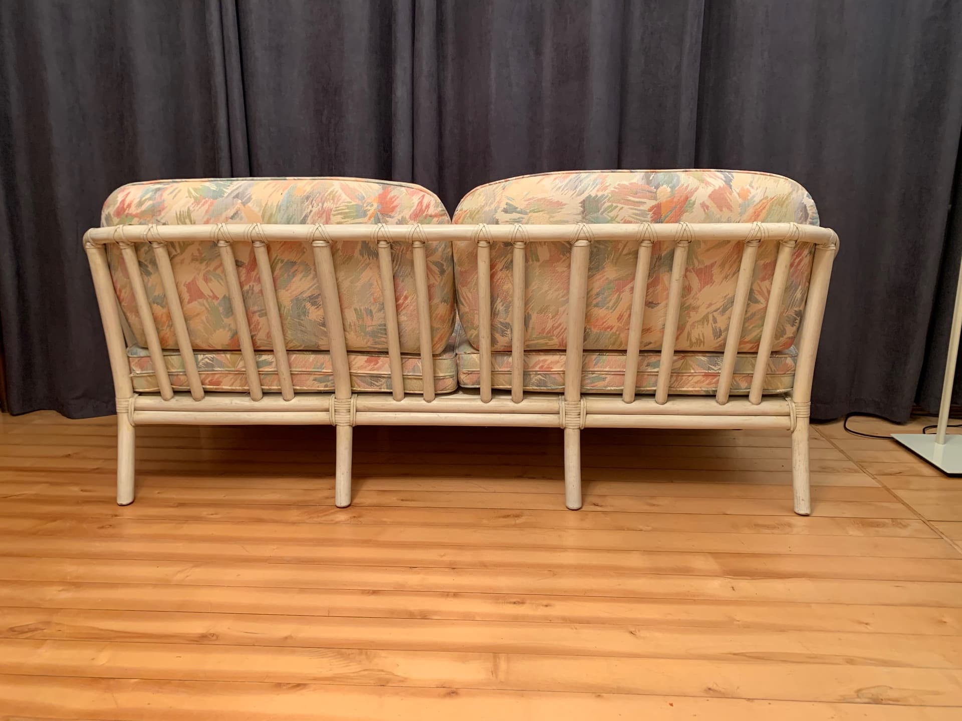 Sofa McGuire, beżowy rattan, skóra naturalna, tkanina, McGuire, USA, lata 70. - 45744