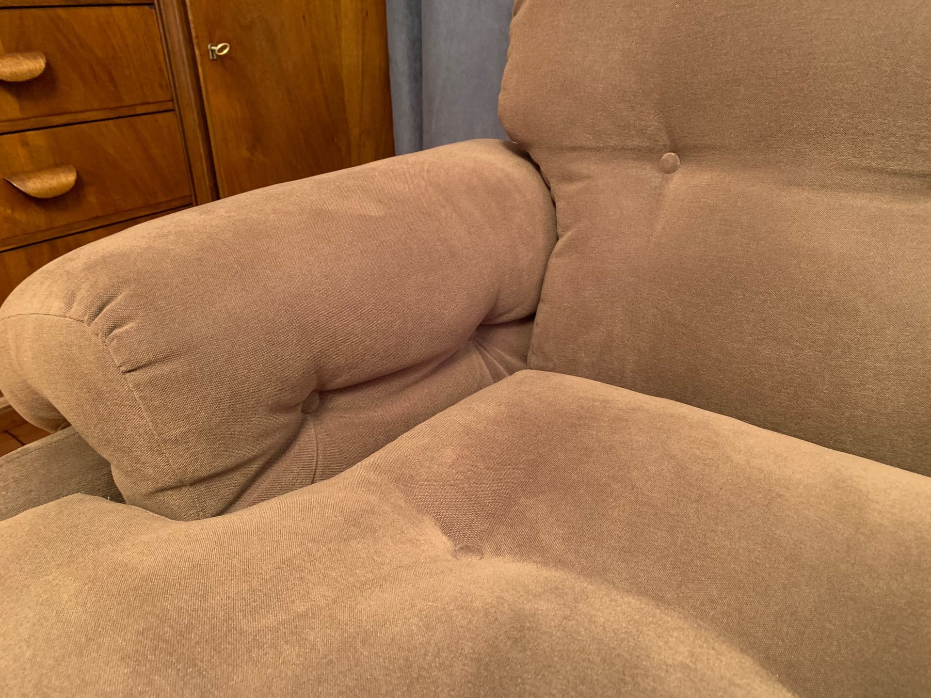 Sofa Coronado, velvet brązowy, proj. T. Scarpa, B&B Italia / C&B Italia, Włochy, lata 60. - 45798