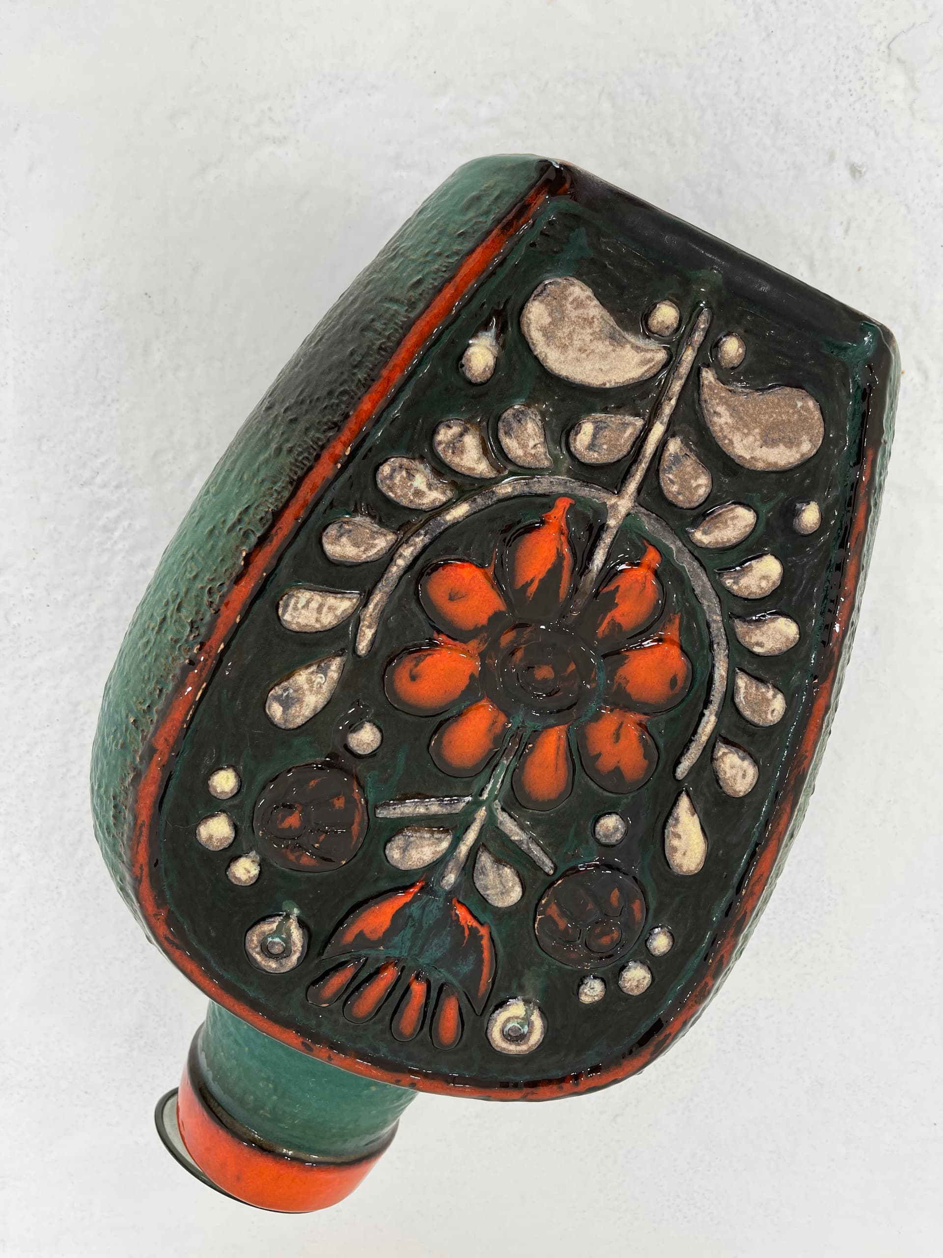 Wazon ceramiczny zielony, proj. P. Dieter, Niemcy, lata 70. - 45983