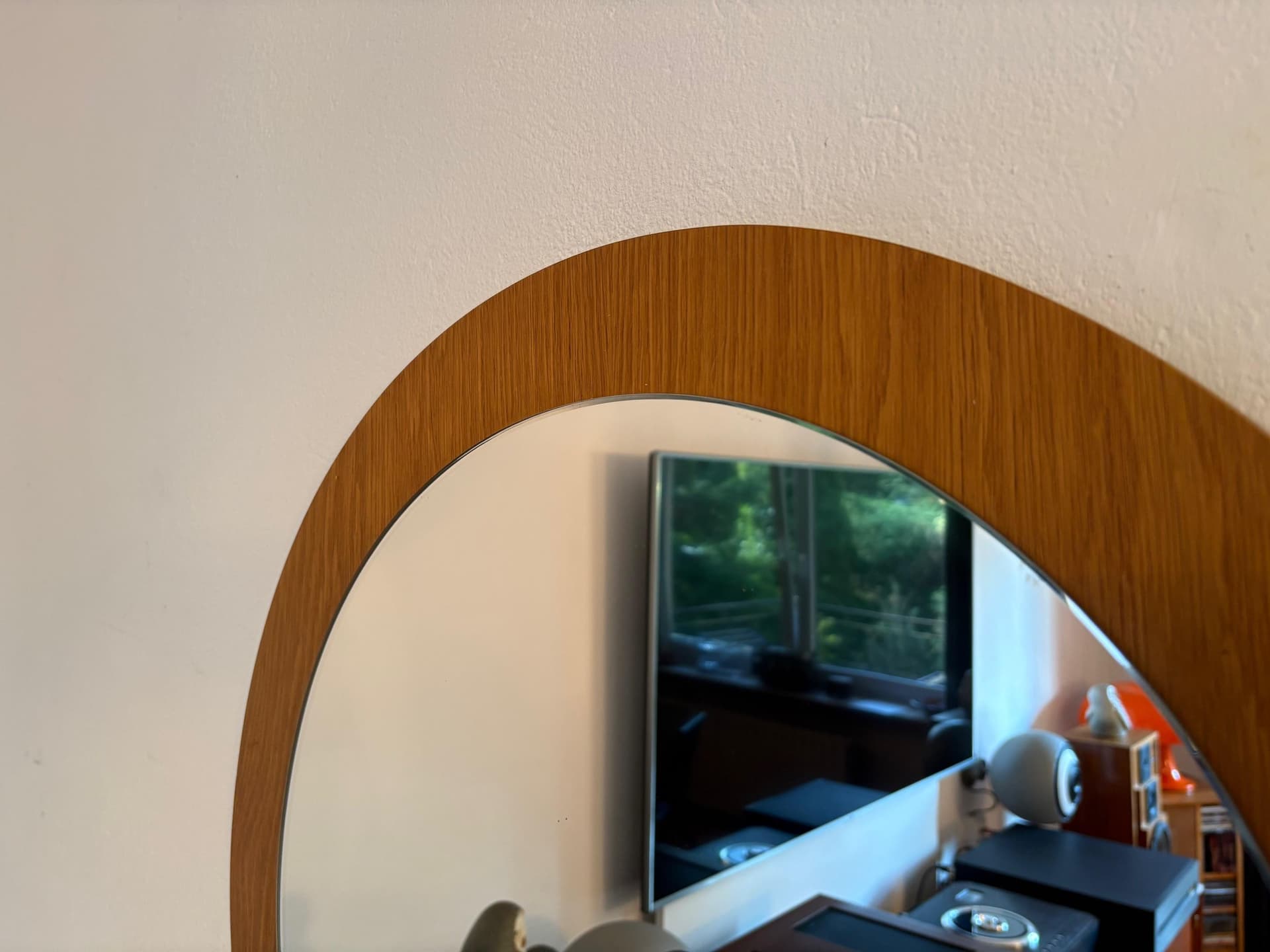 Mirror, brown wood, Denmark, 1960s. - 79806
