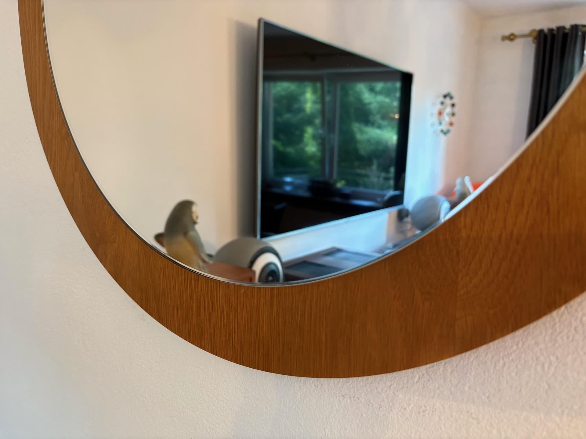 Mirror, brown wood, Denmark, 1960s. - 79805