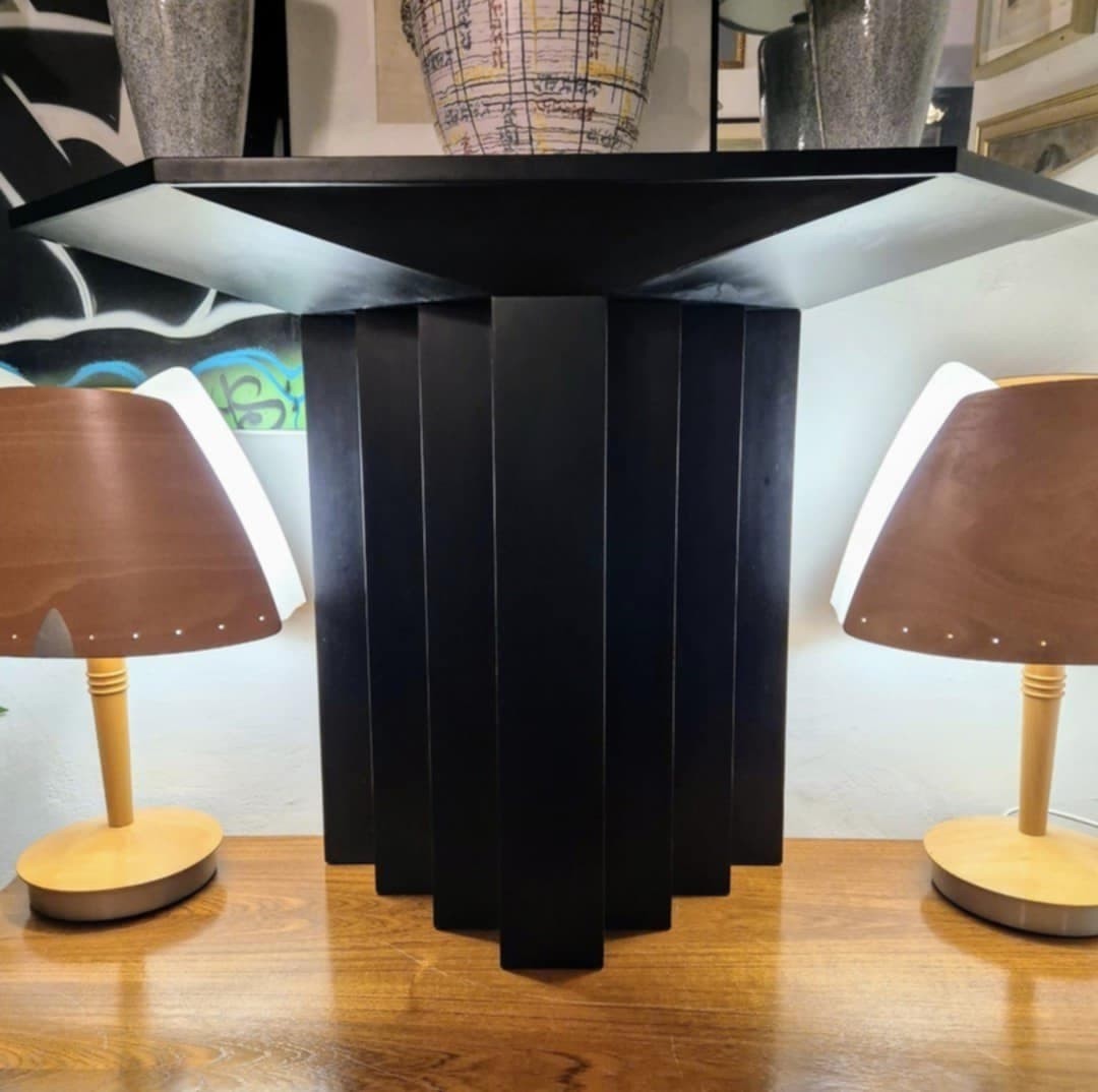 Konsola z lustrem, postmodernizm, drewno czarne, lata 90. - 60980