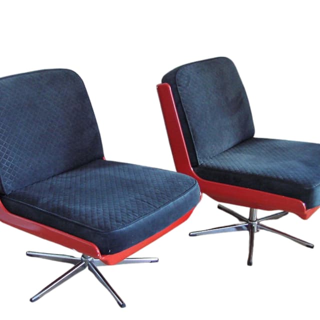 Para foteli Dinna, czerwona, włókno szklane czarne, stal chromowana, Niemcy, lata 60. - WYMIARY