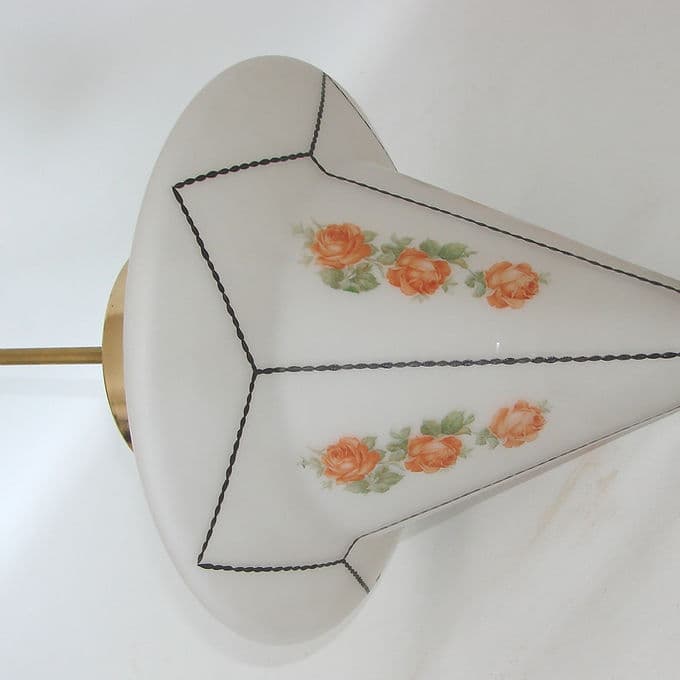 Lampa wisząca Art déco, szkło malowane, mosiądz, multikolor, lata 20. - 46505