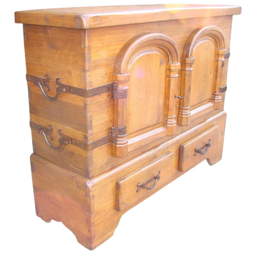 Komoda, dąb brązowy, Polska, lata 50.