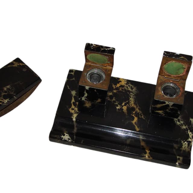 Inkwell Art Deco, black marble, 1940s. - DIMENSION