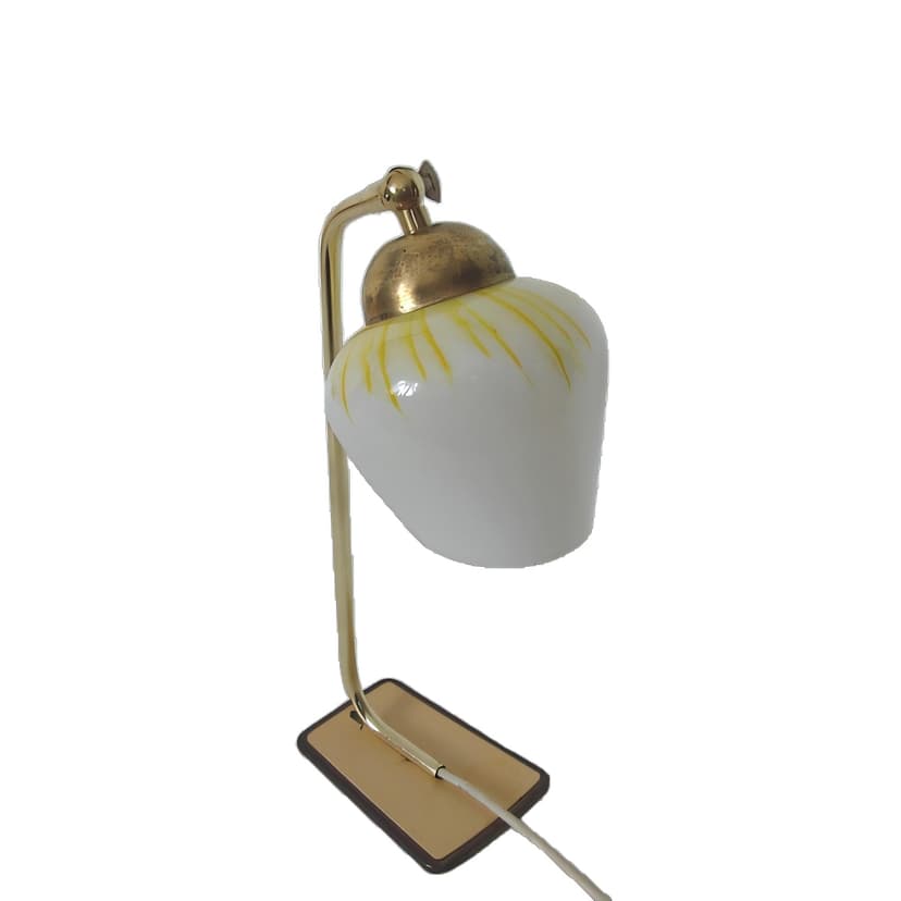 Lampka biurkowa Mid Century, mosiądz biały, lata 60.