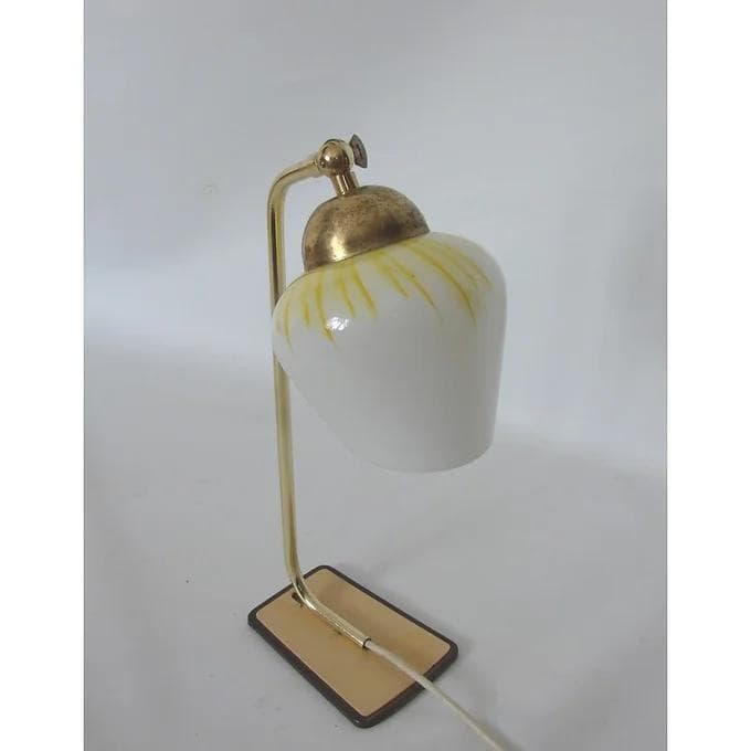 Lampka biurkowa Mid Century, mosiądz biały, lata 60. - 46733