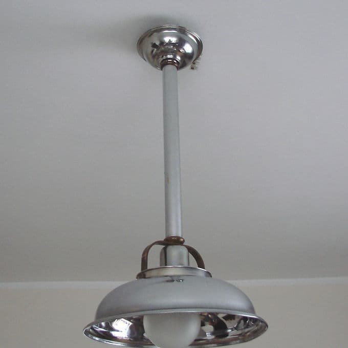 Lampa wisząca Bauhaus, srebrny, mosiądz niklowany, lata 30. - 46687