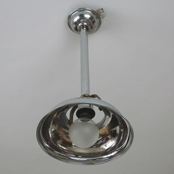 Lampa wisząca Bauhaus, srebrny, mosiądz niklowany, lata 30. - 46688