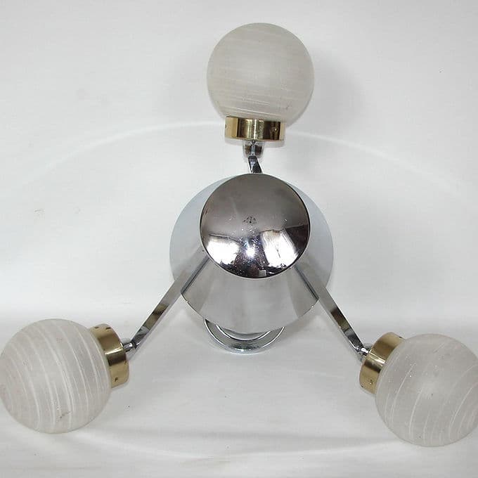 Lampa wisząca Bauhaus, stal chromowana srebrny, szkło matowe, lata 70. - 46661