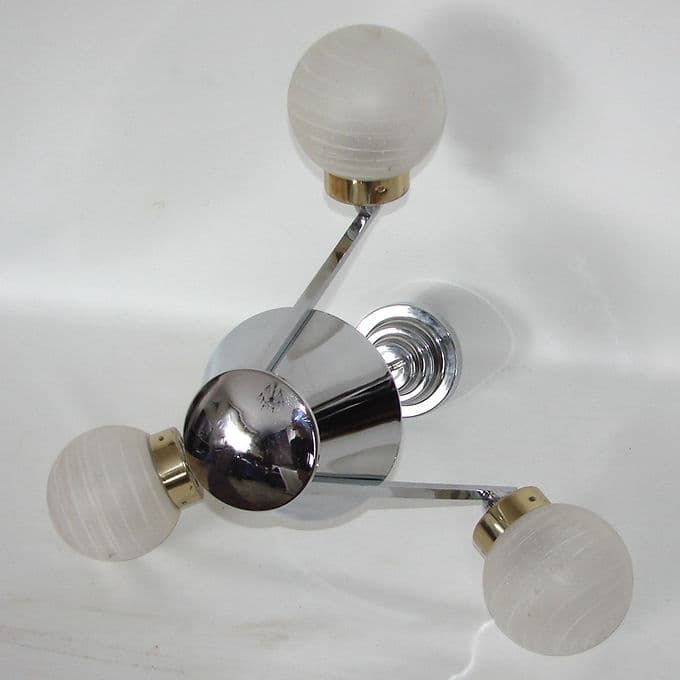 Lampa wisząca Bauhaus, stal chromowana srebrny, szkło matowe, lata 70. - 46665