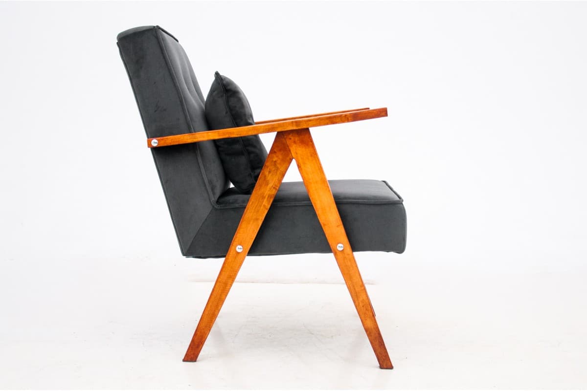 Antracytowe fotele bukowe, Polska, lata 60. - 46846