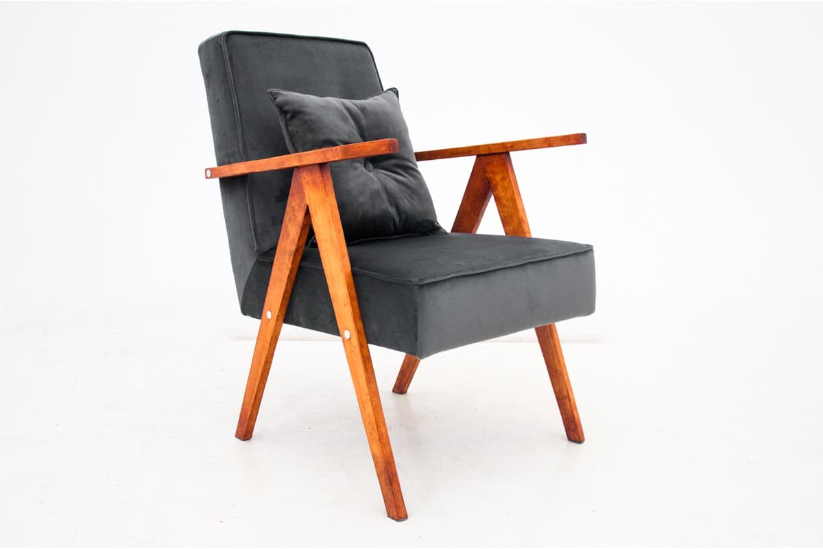 Antracytowe fotele bukowe, Polska, lata 60. - 46841