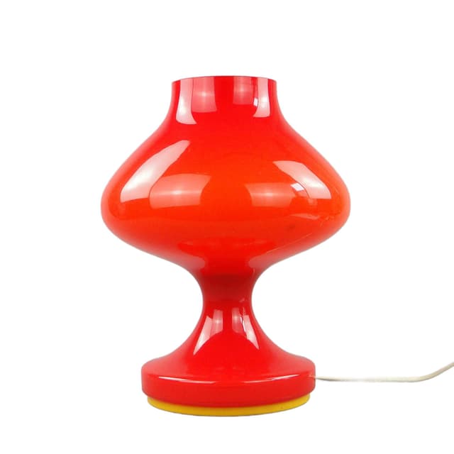 Lampa stołowa, szkło pomarańczowy, proj. S. Tabera, OPP Jihlava, Czechosłowacja, lata 70. - WYMIARY
