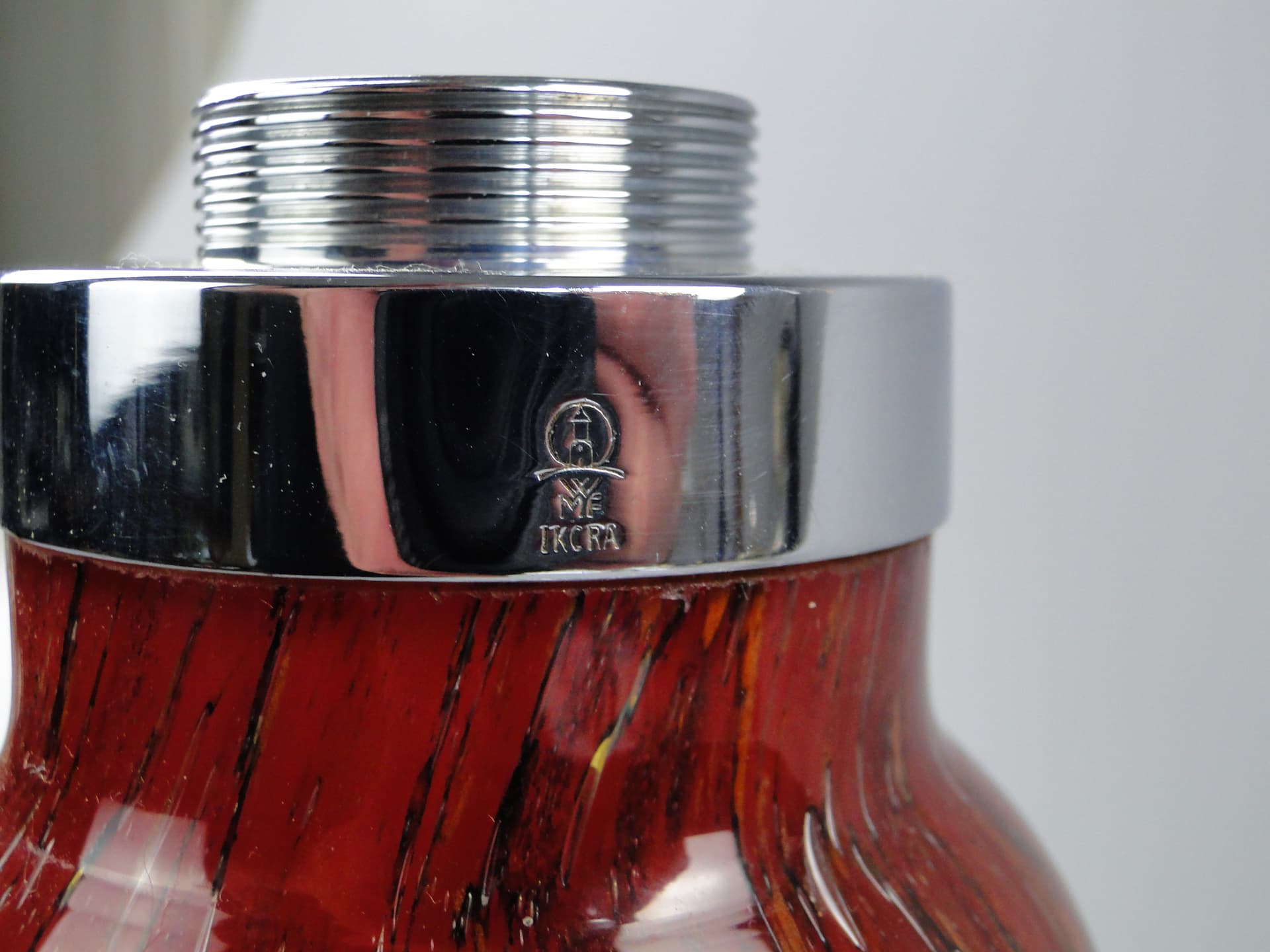 Lampa stołowa Ikora, szkło multikolor, velvet granatowy, WMF, Niemcy, lata 30. - 46962