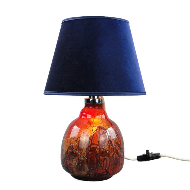 Lampa stołowa Ikora, szkło multikolor, velvet granatowy, WMF, Niemcy, lata 30. - WYMIARY