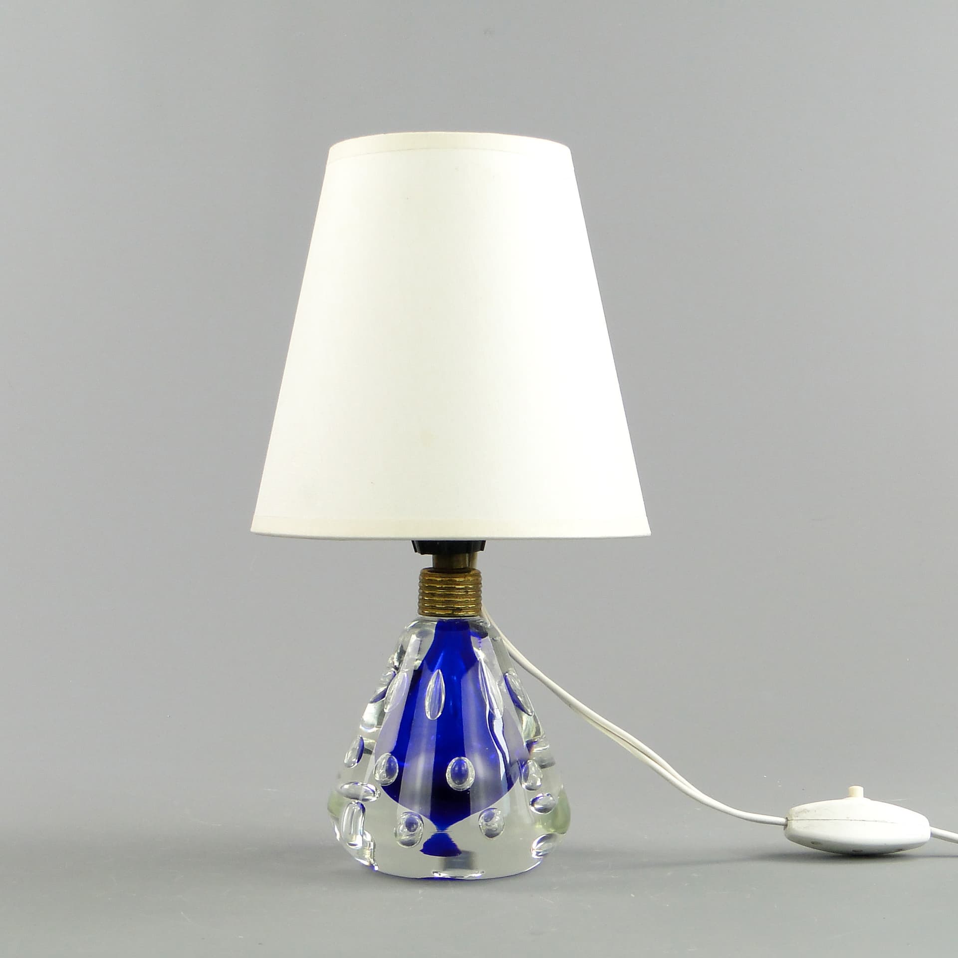 Table lamp, blue glass, Val St Lambert, Belgium, 1960s. - 47091