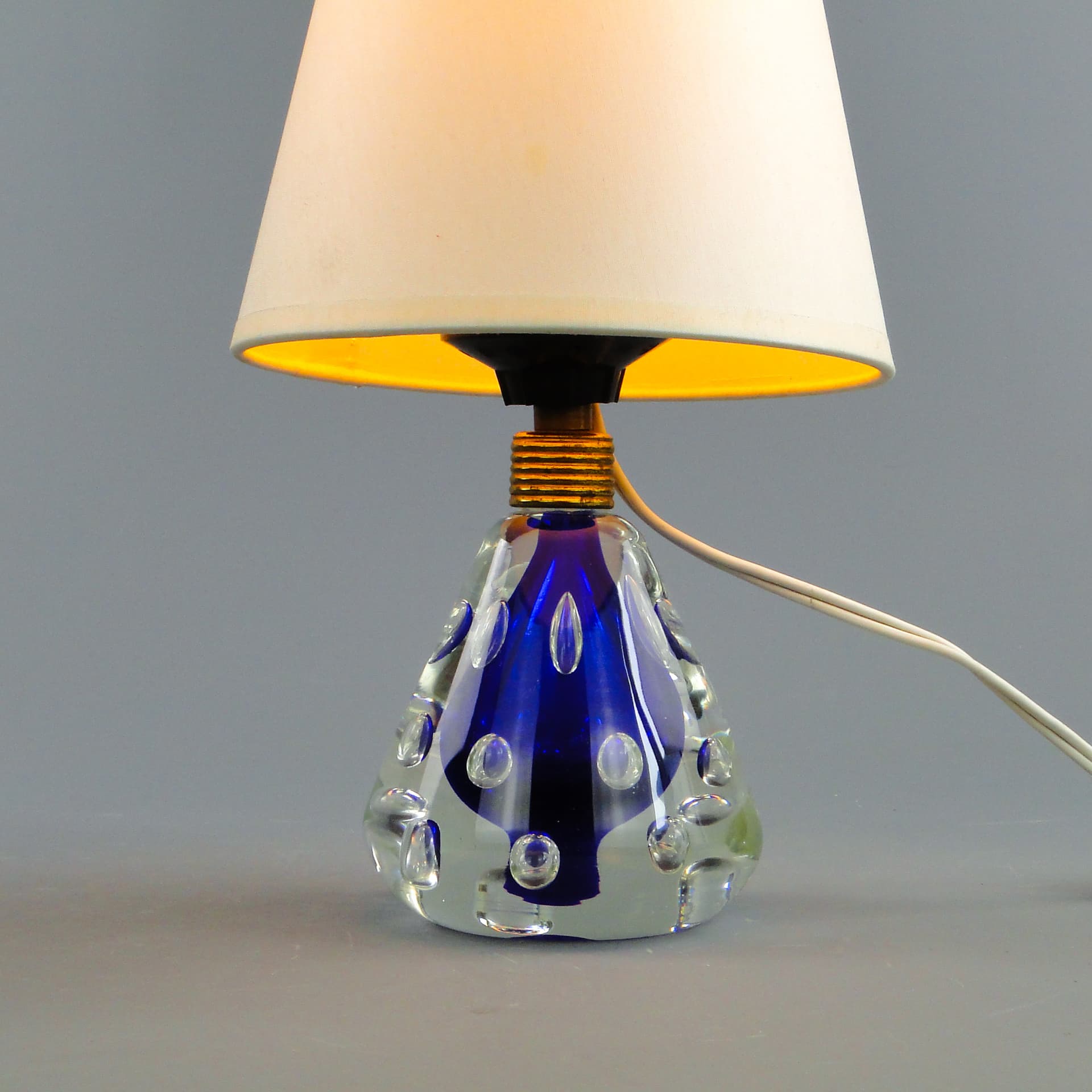 Table lamp, blue glass, Val St Lambert, Belgium, 1960s. - 47099