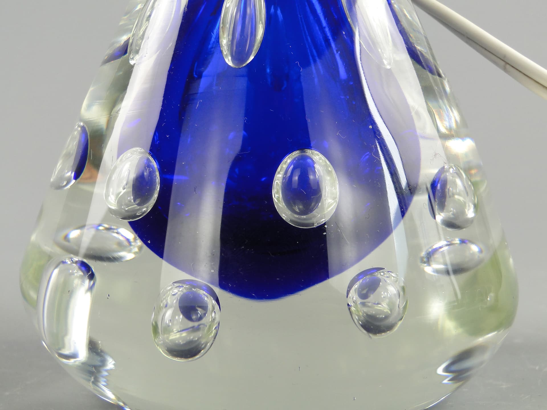 Table lamp, blue glass, Val St Lambert, Belgium, 1960s. - 47094