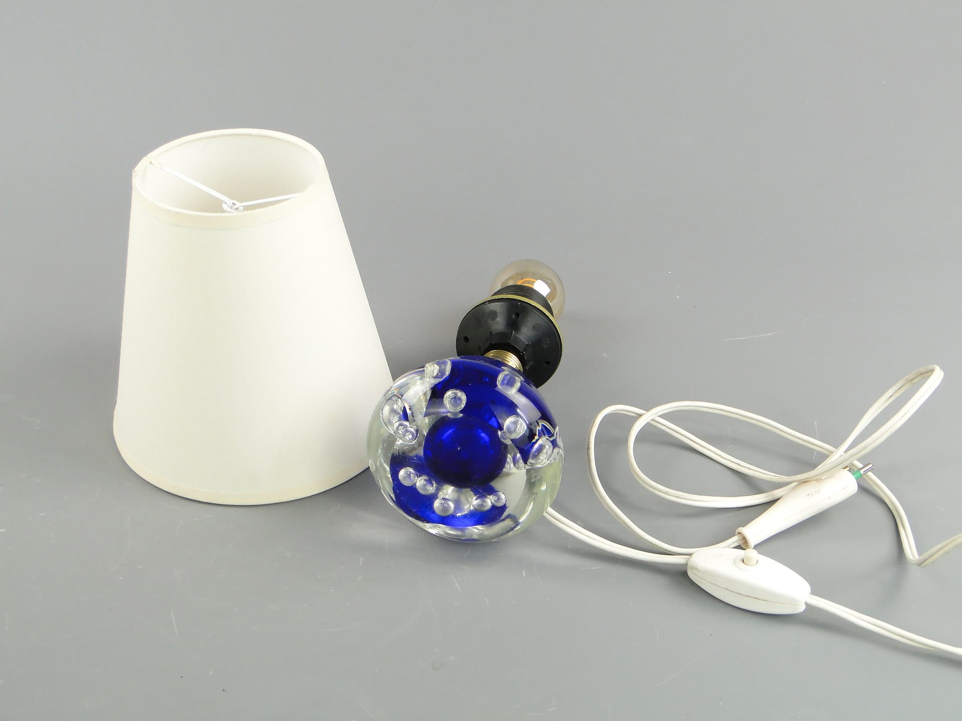 Table lamp, blue glass, Val St Lambert, Belgium, 1960s. - 47096