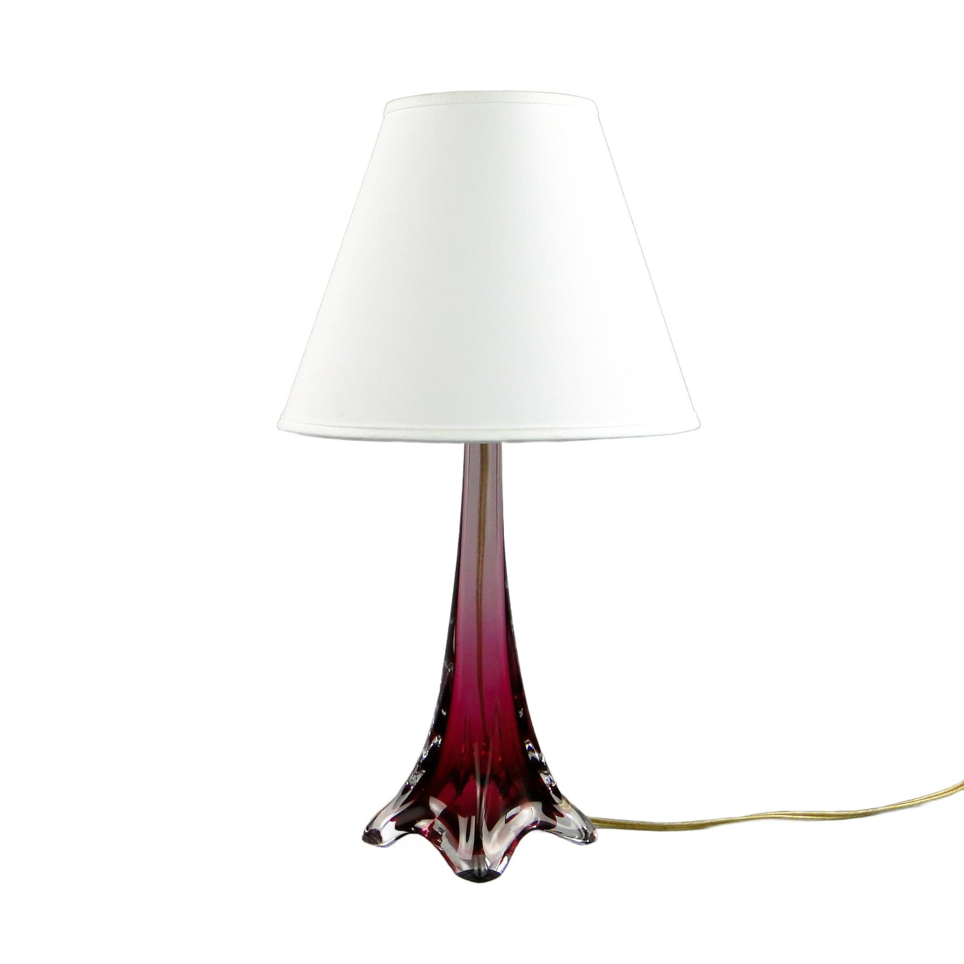 Table lamp, Val St Lambert, red glass, Belgium, 1960s.
