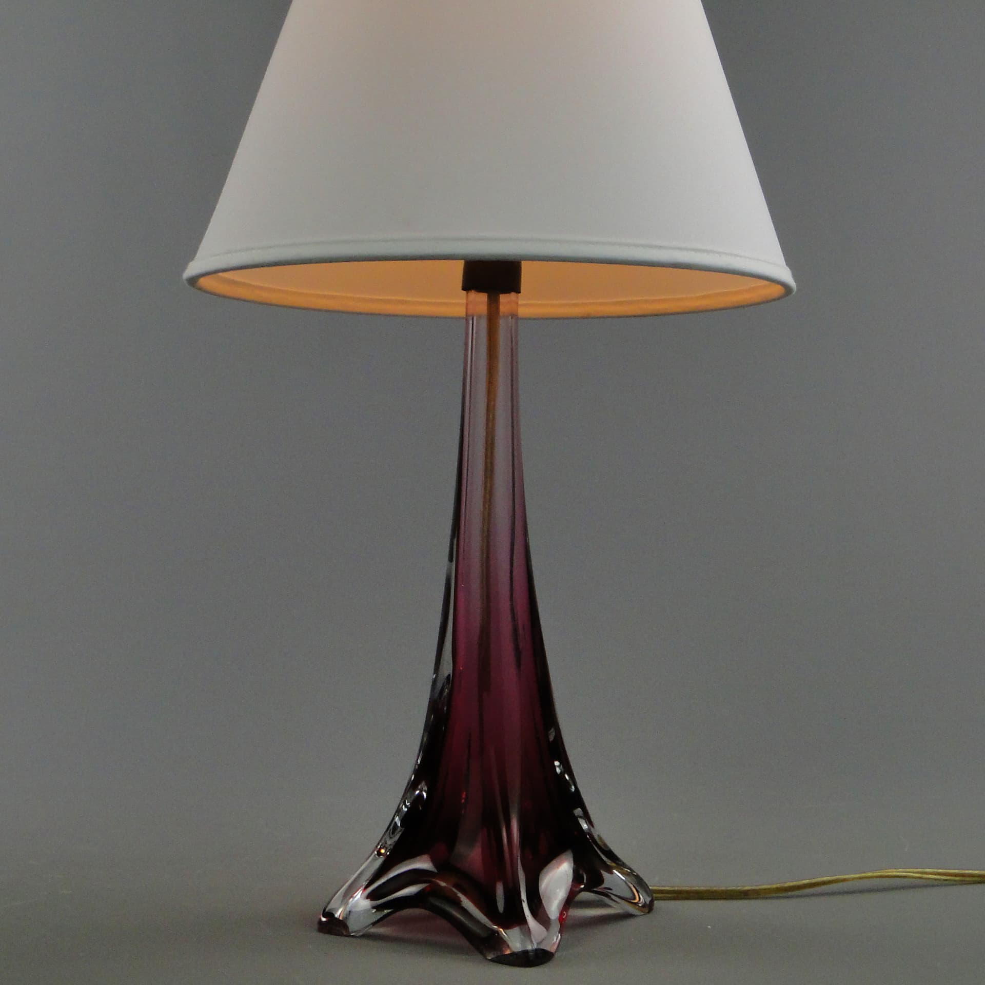 Table lamp, Val St Lambert, red glass, Belgium, 1960s. - 47212