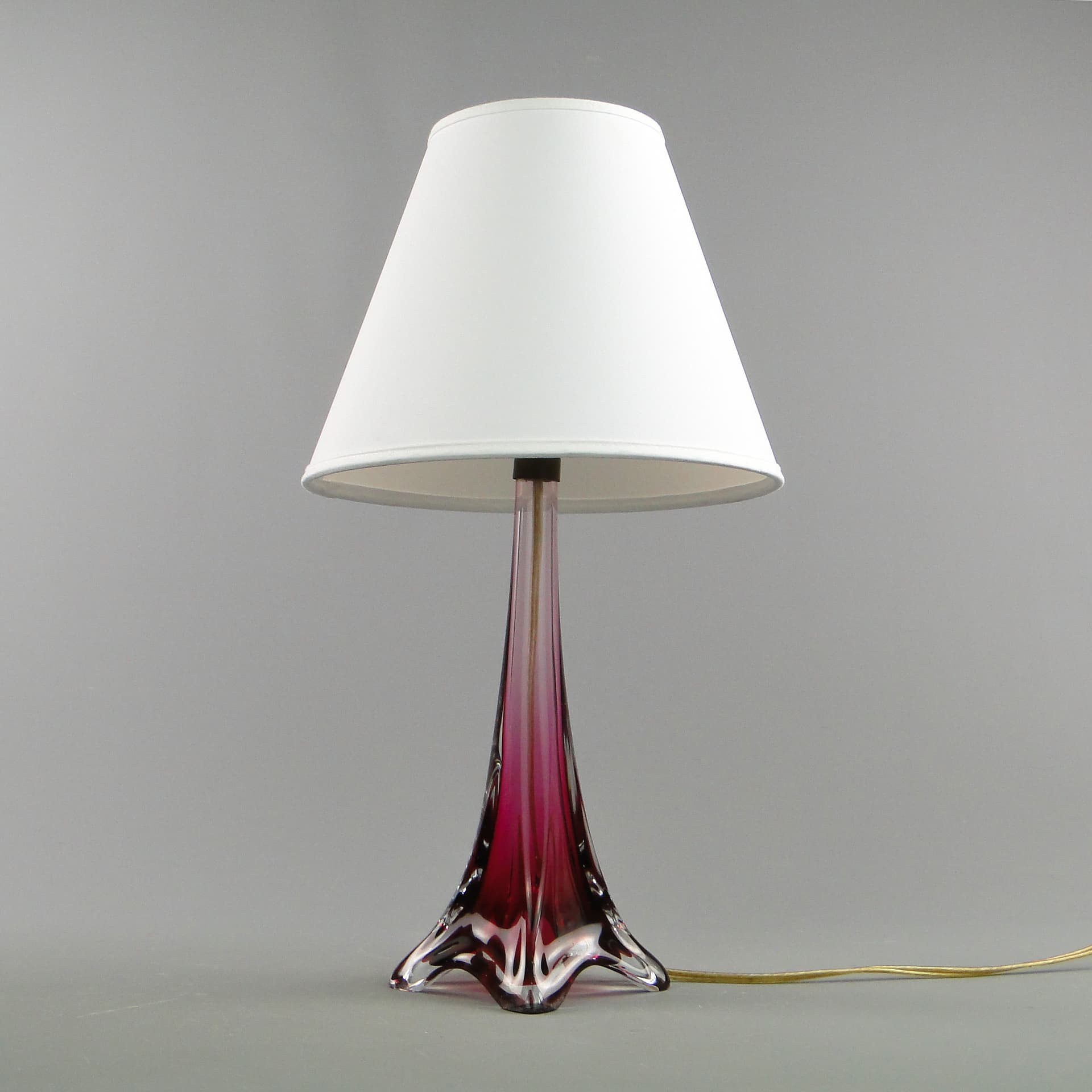 Table lamp, Val St Lambert, red glass, Belgium, 1960s. - 47205