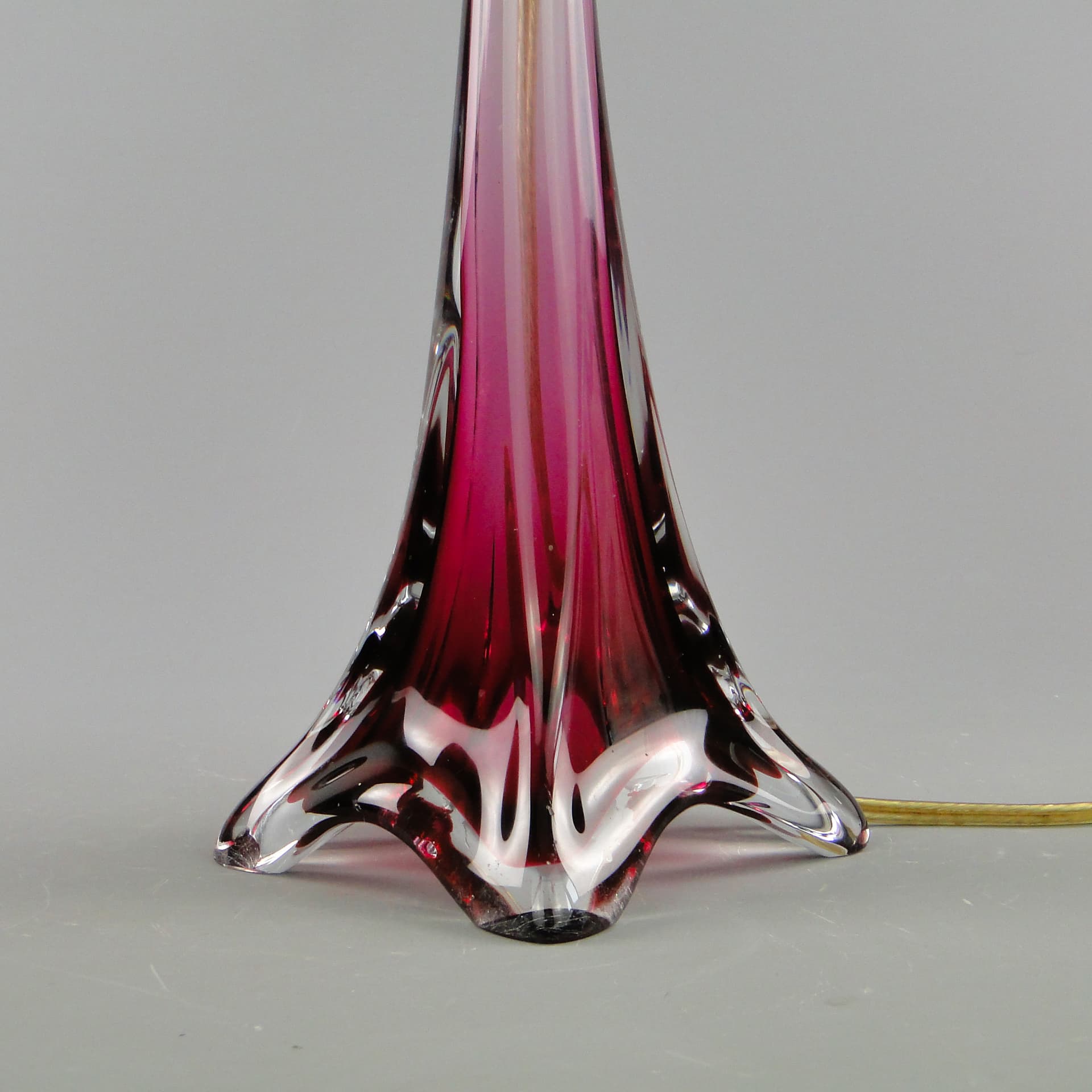 Table lamp, Val St Lambert, red glass, Belgium, 1960s. - 47206