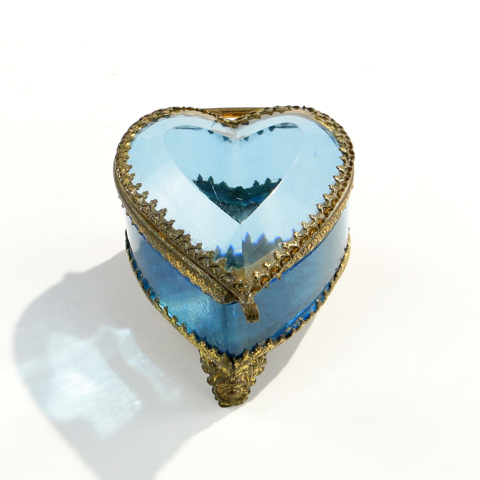 Jewelry Box Heart, turquoise crystal, Austria, 19th c. - 47276
