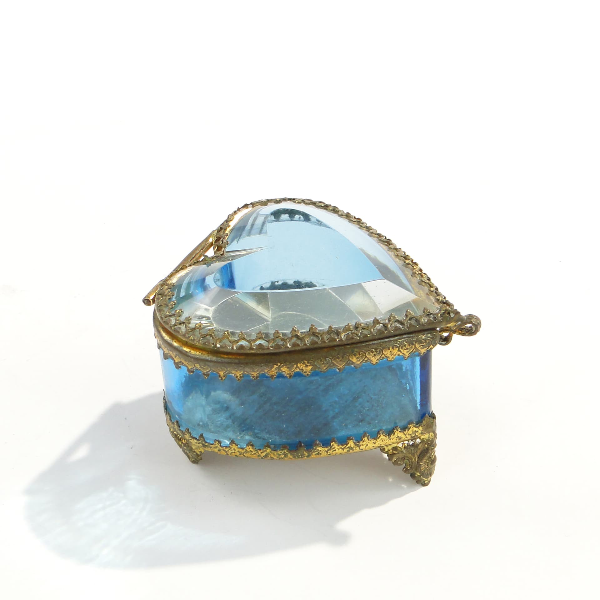 Jewelry Box Heart, turquoise crystal, Austria, 19th c. - 47273
