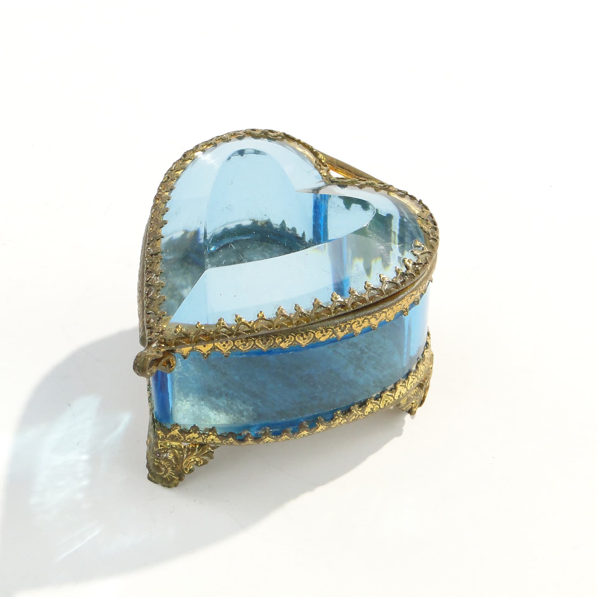 Jewelry Box Heart, turquoise crystal, Austria, 19th c. - 47272