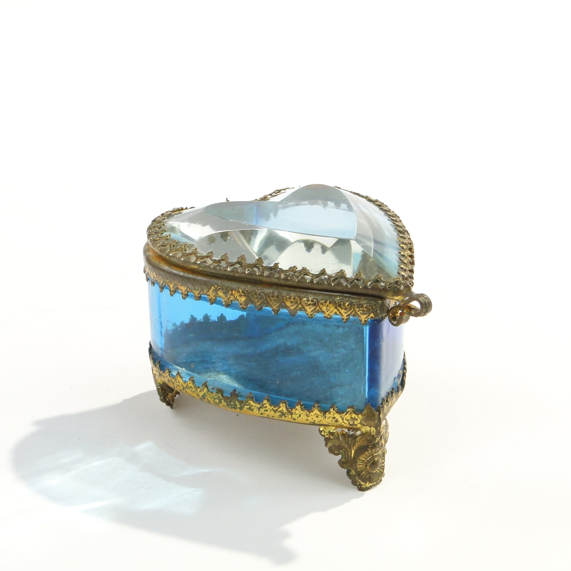 Jewelry Box Heart, turquoise crystal, Austria, 19th c. - 47275