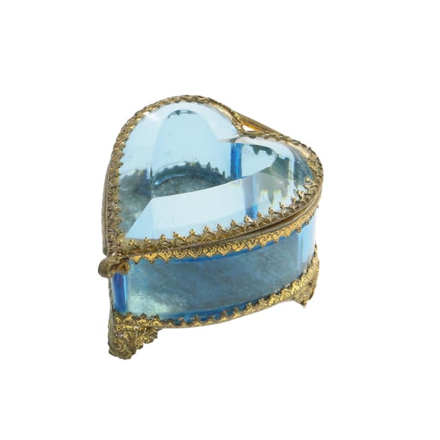 Jewelry Box Heart, turquoise crystal, Austria, 19th c. - DIMENSION