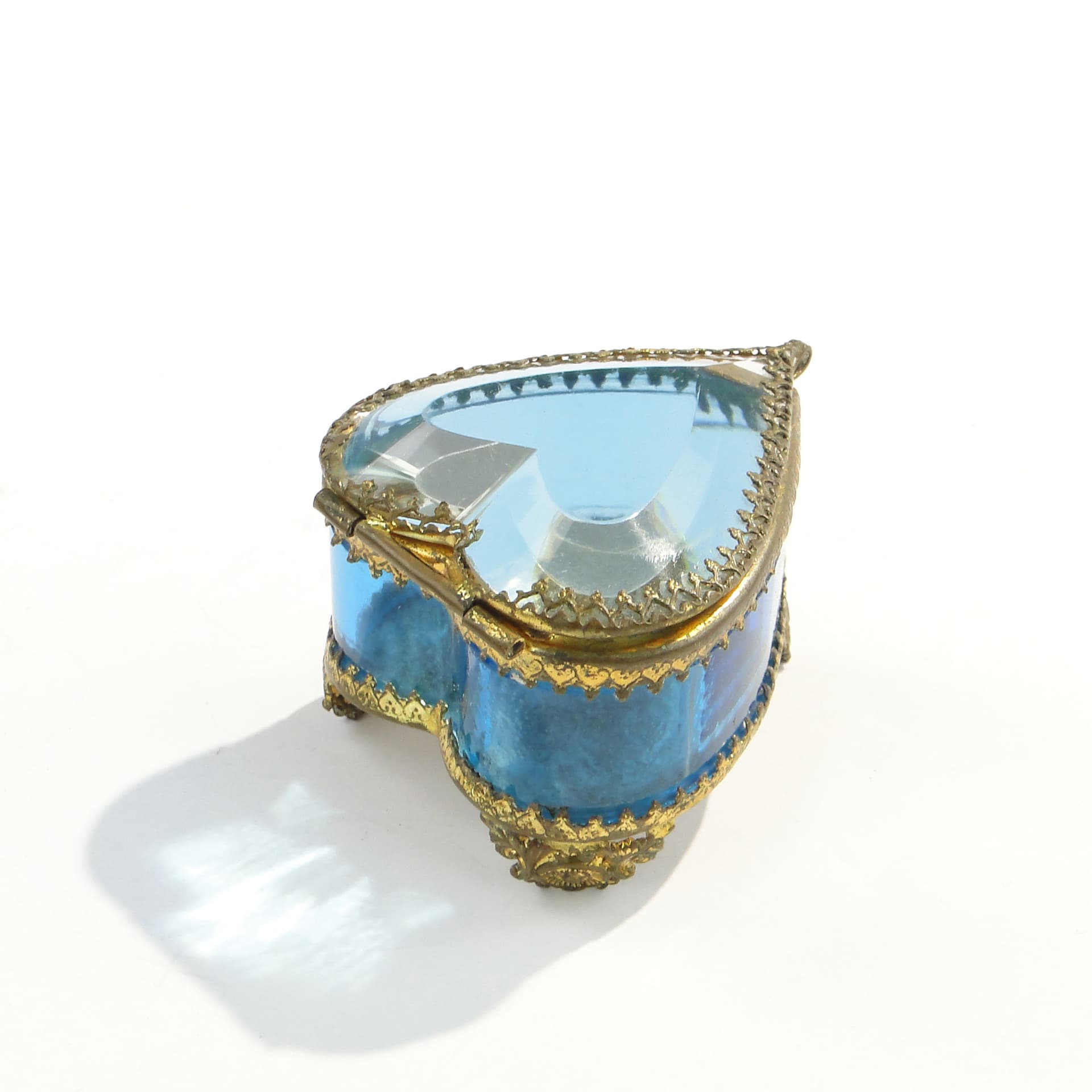 Jewelry Box Heart, turquoise crystal, Austria, 19th c. - 47274