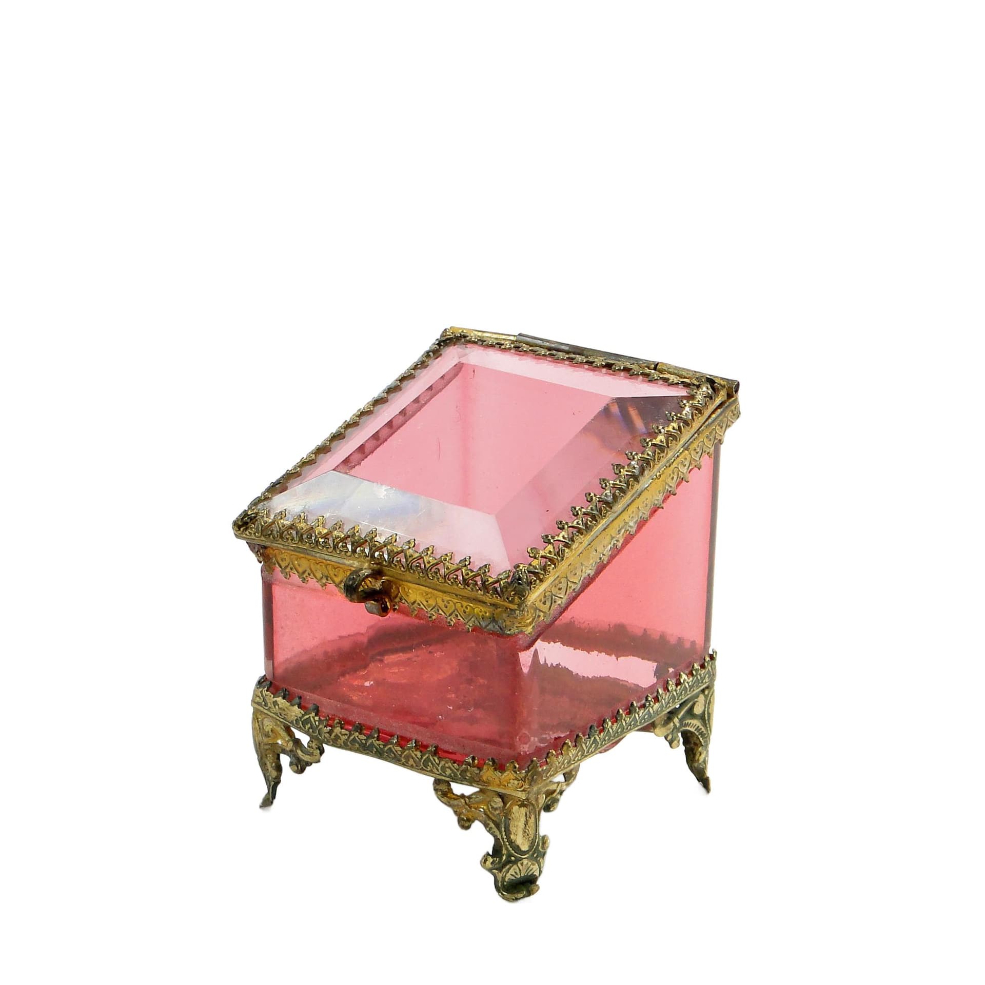 Jewelry Box, pink crystal, gilt brass, Austria, 19th c.