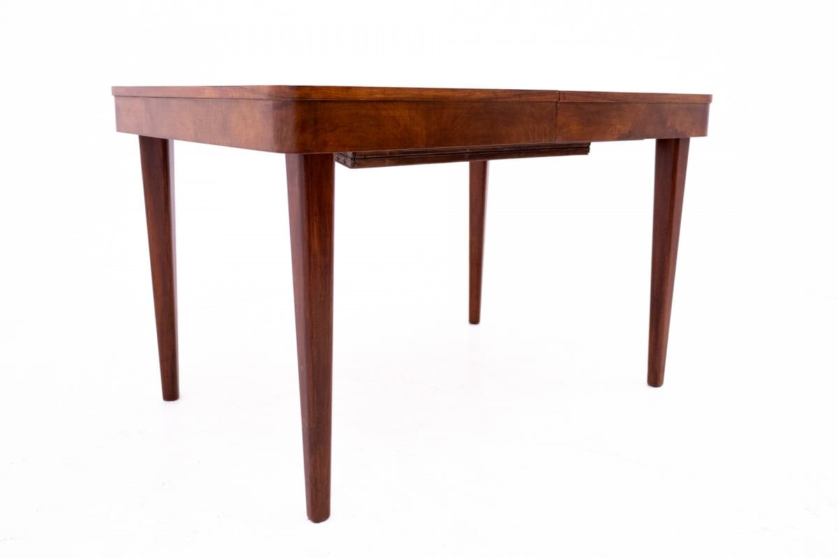 Brązowy stół rozkładany, proj. J. Halabala, Czechosłowacja, lata 30. - 47757
