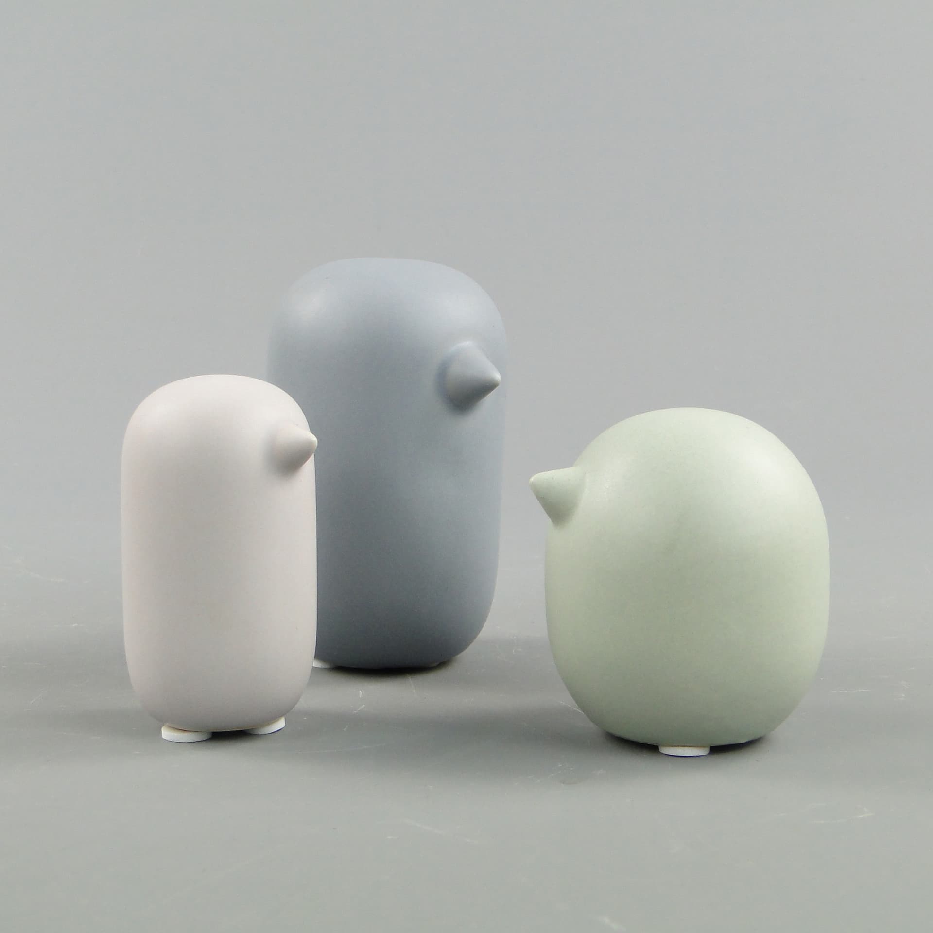 Set of Three Bird Figurines, grey ceramics, Scandinavia, 21st c. - 47635