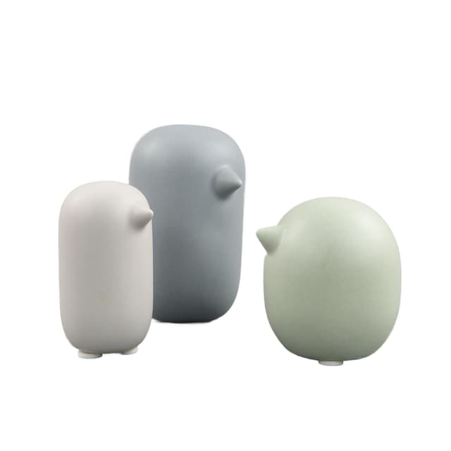 Set of Three Bird Figurines, grey ceramics, Scandinavia, 21st c. - DIMENSION