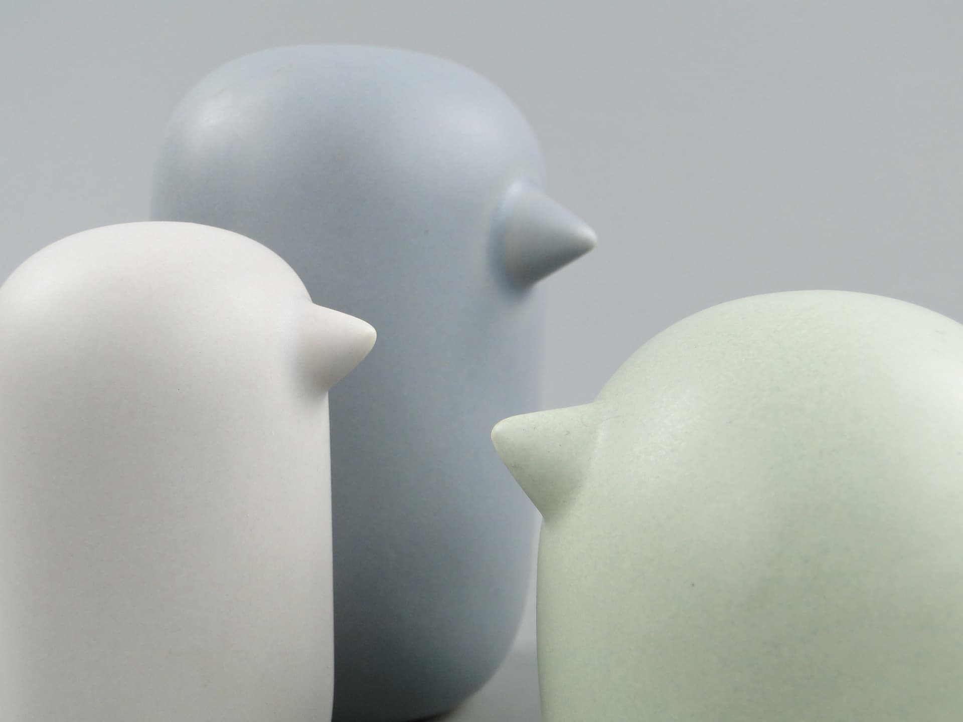 Set of Three Bird Figurines, grey ceramics, Scandinavia, 21st c. - 47640