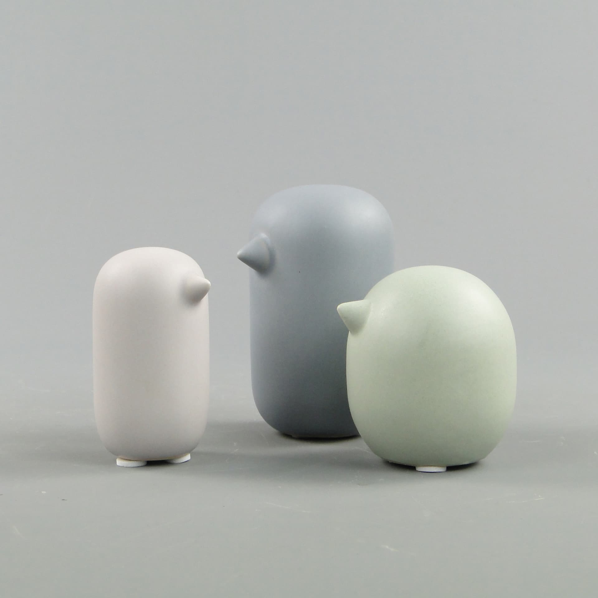 Set of Three Bird Figurines, grey ceramics, Scandinavia, 21st c. - 47636